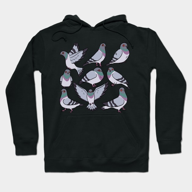 Cute Pigeons illustration Hoodie by Yarafantasyart